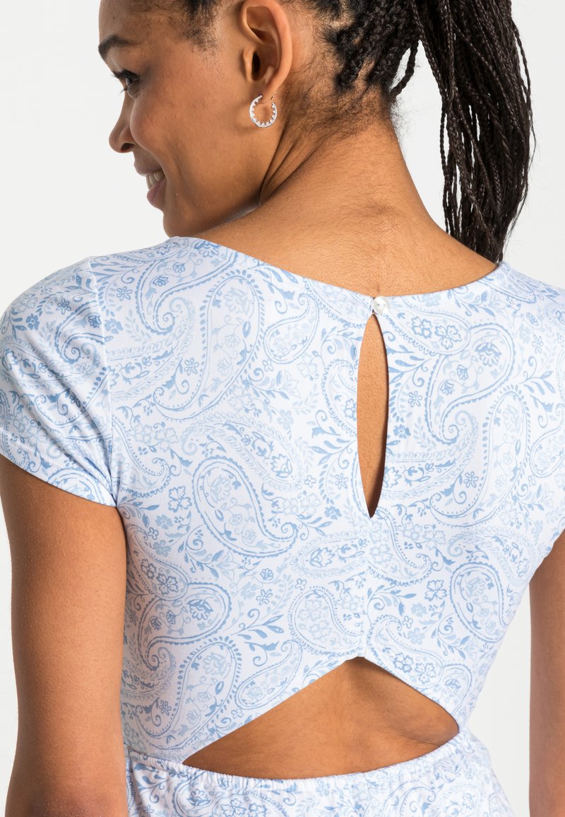 Damen Freizeitkleider | Hollister Co. CUTOUT ROMPER Jerseykleid white/blue paisley/blau - KK71601 Damen Freizeitkleider | Hollister Co. CUTOUT ROMPER Jerseykleid white/blue paisley/blau - KK71601