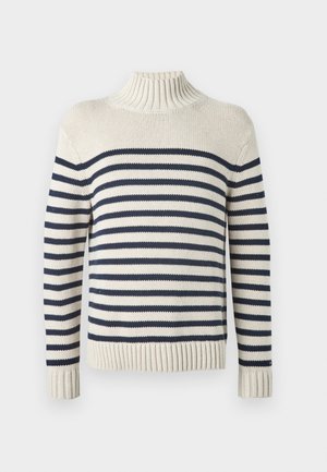 STRIPE MOCK NECK UNISEX - Jumper - oatmilk/desert sky