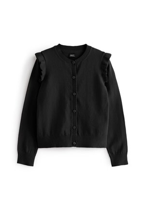 COTTON RICH FRILL SHOULDER SCHOOL CARDIGAN - Adīta jaka - black