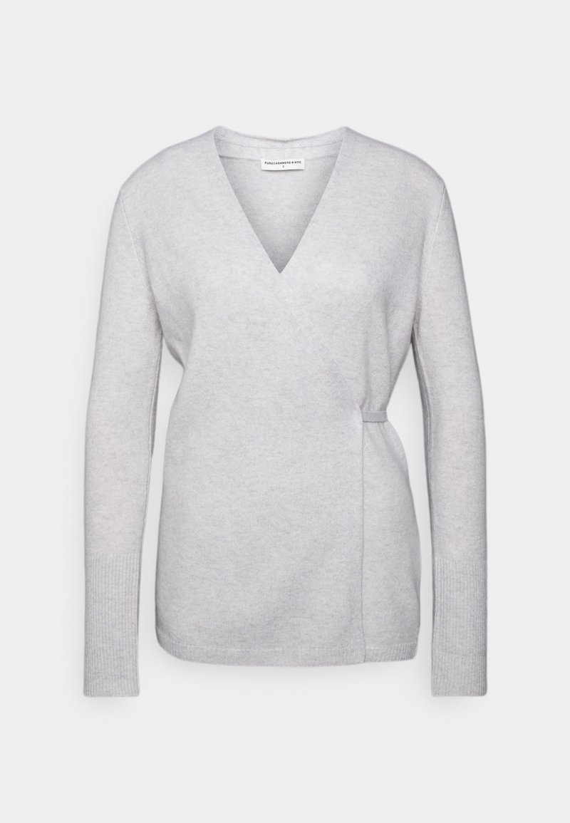 pure cashmere WRAP CARDIGAN - Casaco de malha - light grey