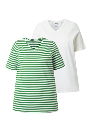 2 PACK STRIPED TEES - Print T-shirt - moss green