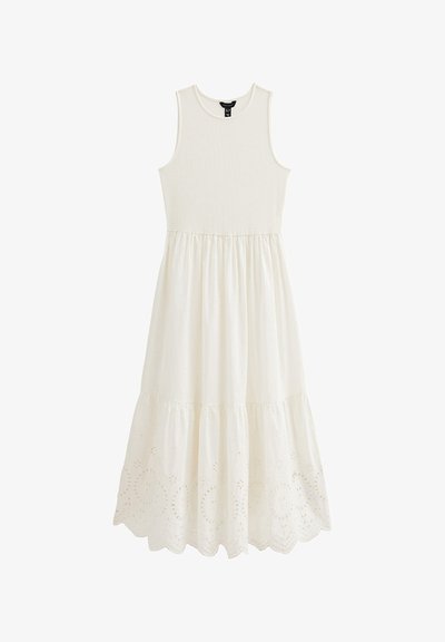 RACERBACK BRODERIE ANGLAISE EMBROIDERED MIDI - Robe de jour - white