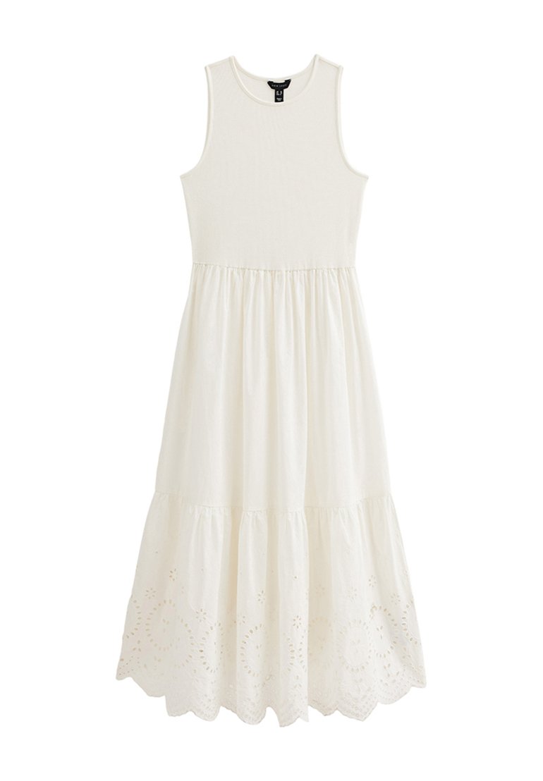 New Look RACERBACK BRODERIE ANGLAISE EMBROIDERED MIDI - Day dress - white