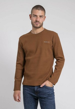 COL ROND TEXTURÉ JOVICTOR - T-shirt à manches longues - camel