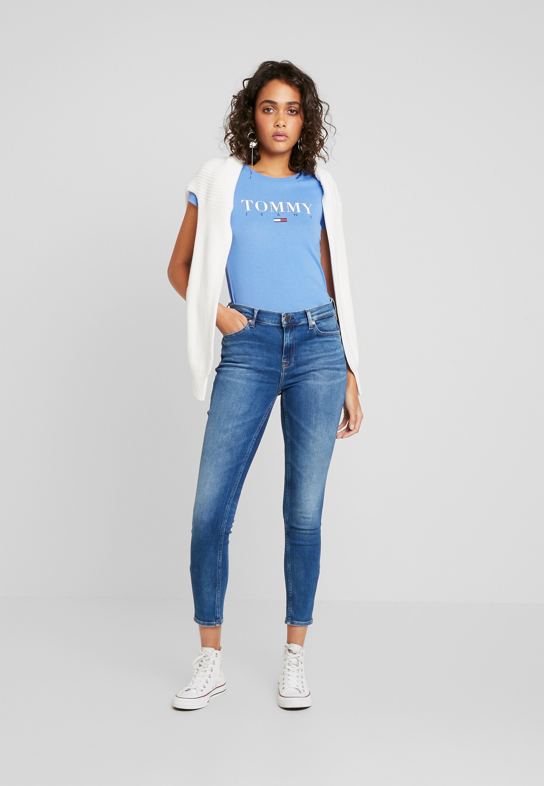 Tommy Jeans NORA MID RISE SKNY ANKL ZIPMNM - Skinny-Farkut - maine mid bl  str/sininen denim - Zalando.fi