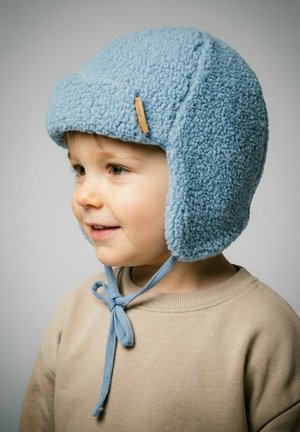 Sterntaler, FLIEGERMÜTZE TEDDYPLÜSCH MIT ANGESCHNITTENEN OHRENKLAPPEN UND BINDEBAND - Beanie - mittelblau