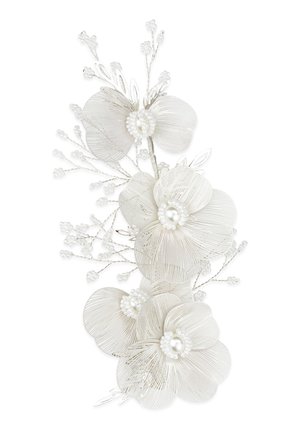 HAIRCLIP WITH FLOWERS AND BEADS - Accessori capelli - white silver coloured