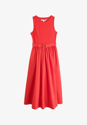Next, TALL FIT - 2 IN 1 WOVEN MIX BELTED MIDI DRESS . - Päevakleit - red