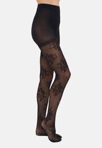 ONLAVIAYA FLORAL TIGHTS - Tights - black