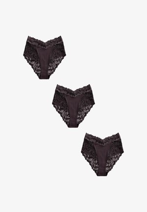 Next, HIGH WAIST HIGH LEG FIT - ULTIMATE COMFORT LACE KNICKERS 3 PACK - Brazilian-Slip - chocolate brown