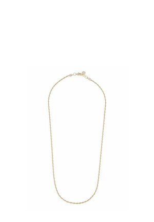 Guldtonad halsband med en vriden design. Har en subtil textur och ett lås bak för säker stängning.