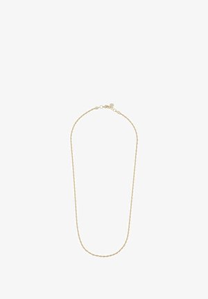 Guldtonad halsband med en vriden design. Har en subtil textur och ett lås bak för säker stängning.