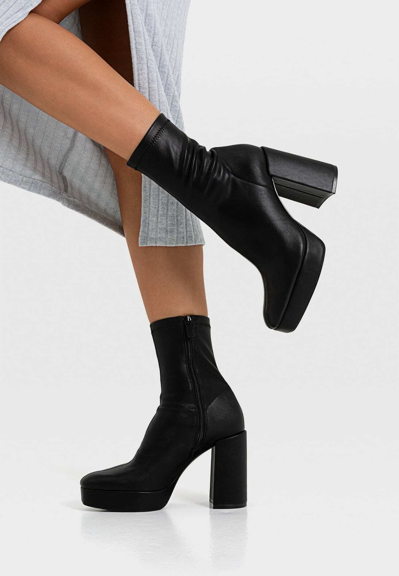 Nouveau Haut en Cuir Synthétique Talon Bloc Bottes Hautes Night Club Pointure Chaussures Nouveau Haut en Cuir Synthétique Talon Bloc Bottes Hautes Night Club Pointure Chaussures
