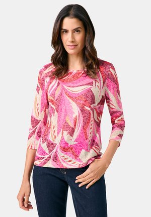 GEMUSTERTES - Long sleeved top - red pink sunrise leaf aop