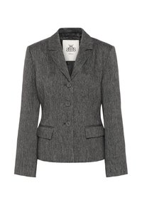 Grau blazer aus strukturiertem Stoff, mit Ein-Knopf-Verschluss, taillierte Passform, Reverskragen und zwei Fronttaschen. Gefüttertes Innenfutter.