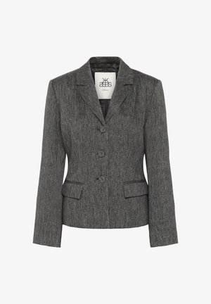 Grau blazer aus strukturiertem Stoff, mit Ein-Knopf-Verschluss, taillierte Passform, Reverskragen und zwei Fronttaschen. Gefüttertes Innenfutter.