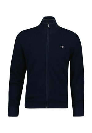 MIT STEHKRAGEN - TEXTURED ZIP - Cardigan - blau