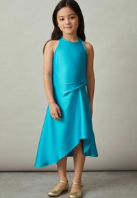 Reiss REISS MICAH SATIN DRAPE TUCK MIDI DRESS - Koktailové šaty/večierkové šaty - blue