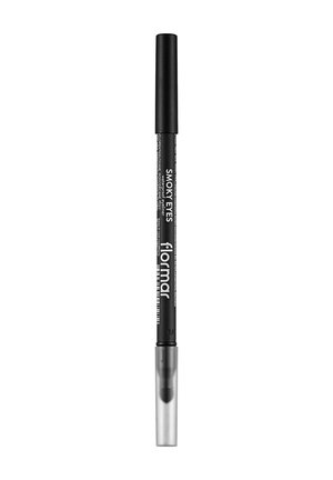 Black Flormar Smoky Eyes waterproof eyeliner pencil with black and transparent caps on white background.