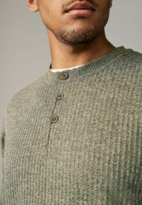 Next TEXTURED LONG SLEEVE GRANDAD - Neule - green waffle