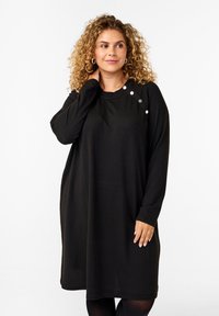 Zizzi MIT KNÖPFEN - Trikotaažkleit - black