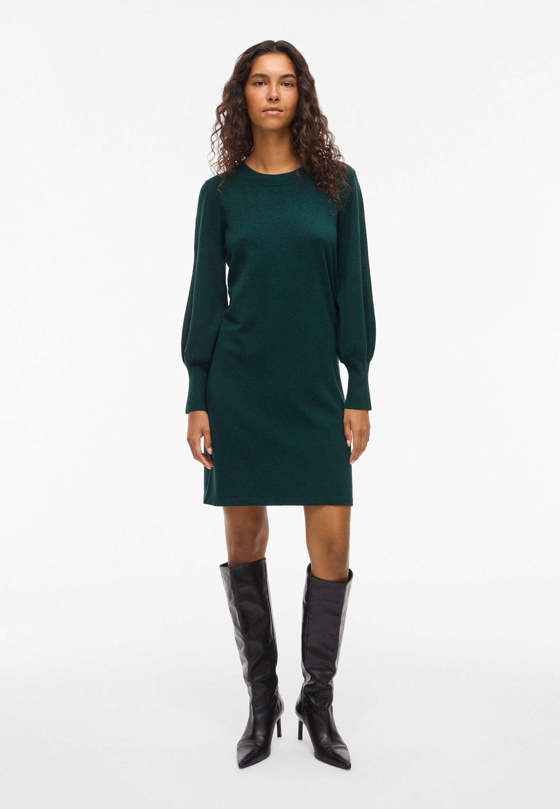 slim fit dress slacks Green Knit Dress Long Sleeve Midi main image 1