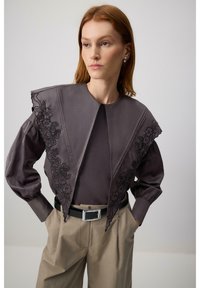 EMBROIDERED WIDE COLLAR - Blusa - grey