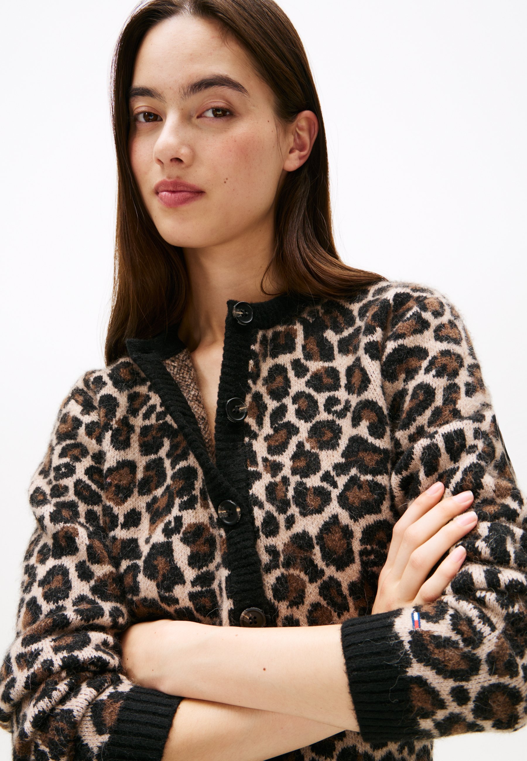 カーディガン "B" LEOPARD CARDIGAN (BROWN) Universal Works Cardigan (Night Leopard) - Dark Navy/Brown | Article.
