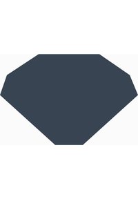 Objet hexagonal de couleur gris foncé avec une texture lisse et des bords angulaires, placé sur un fond clair. Pas de motifs ni d'accents visibles.