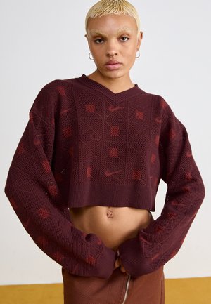 Strikkegenser - burgundy crush/bright crimson