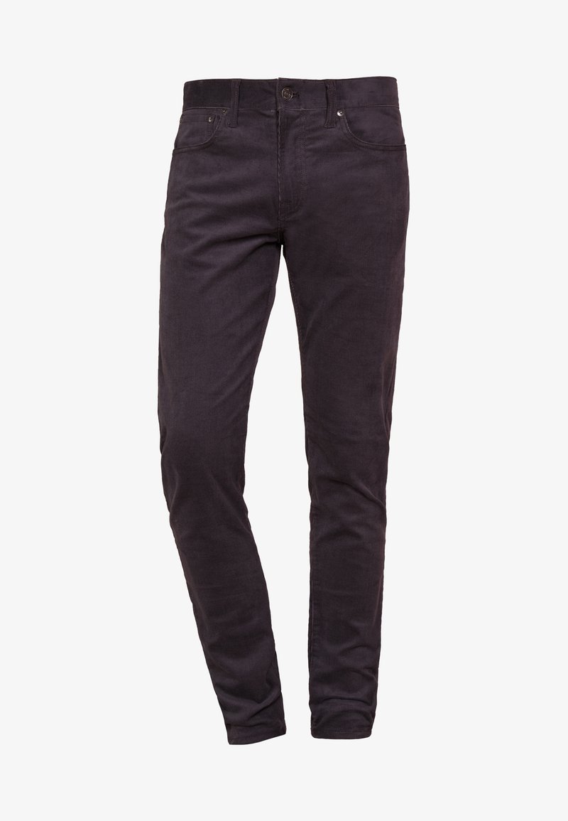 Czarne, dopasowane jeansy wykonane z mieszanki bawełny. Posiadają klasyczny pięciokieszeniowy fason z metalowymi nitami i zapięcie na zamek.