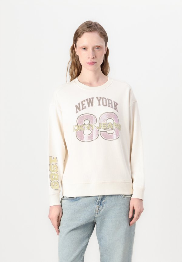 NEW YORK RHINESTONE LOGO CREW NECK - Sweatshirt - eggnog/bliss