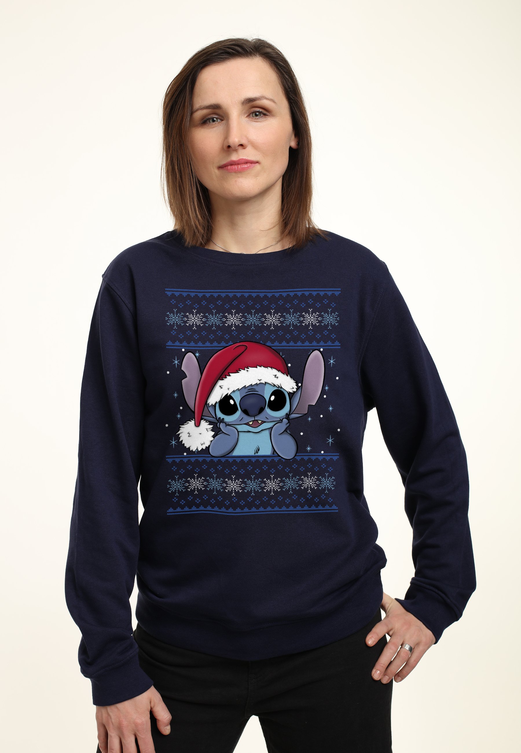 Disney LILO STITCH HOLIDAY STITCH WEARING SANTA HAT Sweatshirt