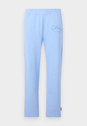 Light blue cotton sweatpants with elastic waistband. Features embroidered "Colucci" logo on the left side and straight leg design.