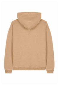 Felpa con cappuccio in cotone beige, caratterizzata da un taglio comodo, polsini e orlo a coste, e una schiena semplice senza decorazioni.