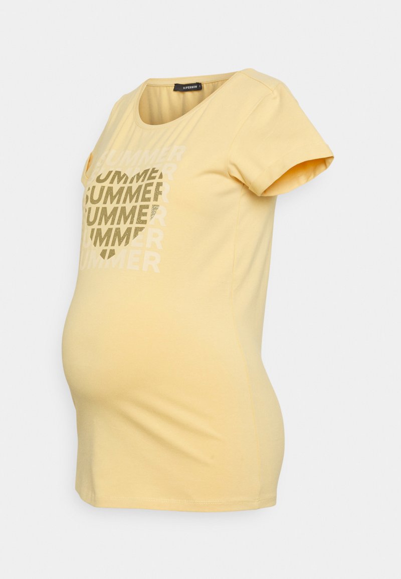 Supermom T-shirt print lichtgeel