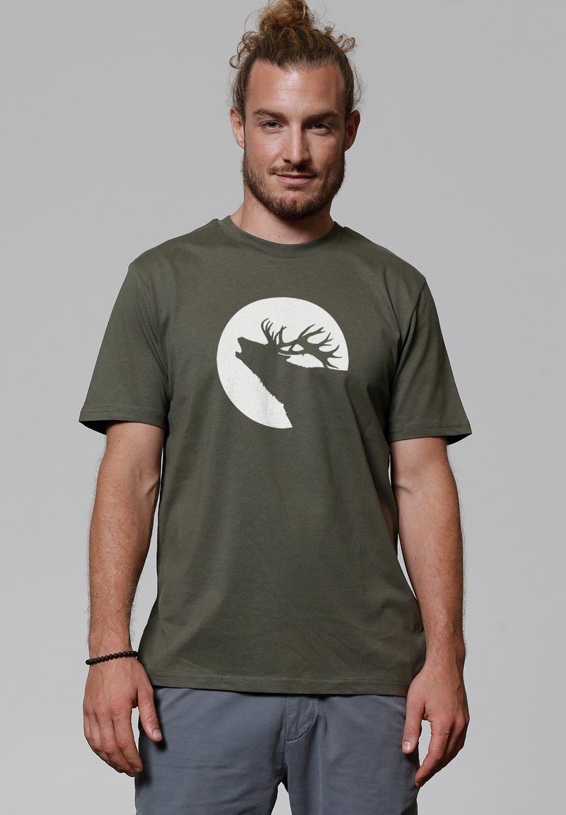 watapparel RÖHRENDER HIRSCH - T-shirt print - khaki