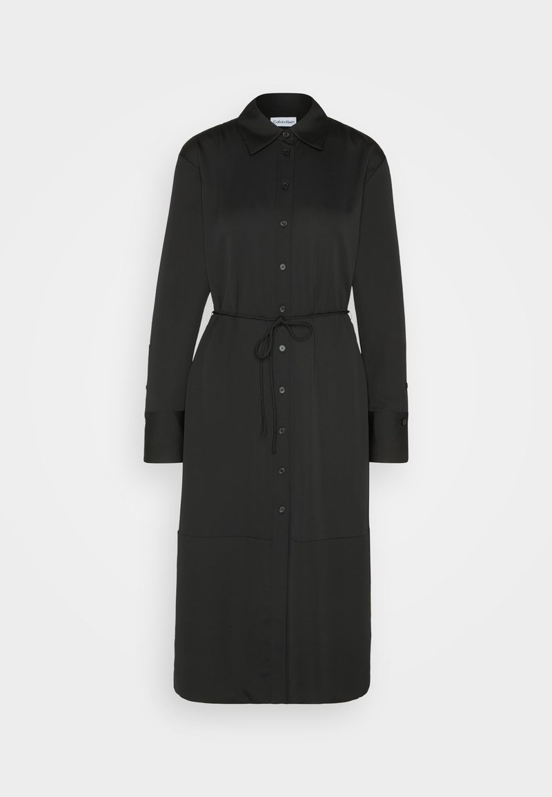 calvin klein shirt dress black Relaxed Denim Mini Shirt Dress