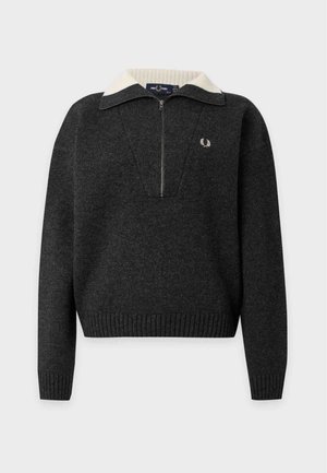 Fred Perry, HALF ZIP JUMPER - Пуловер - charcoal marl