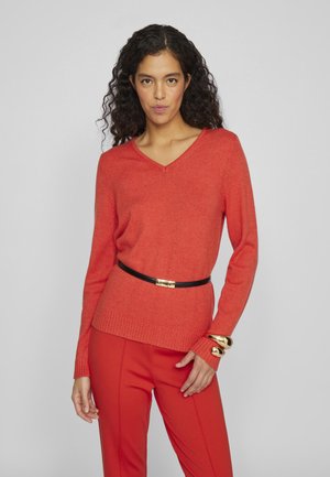 VIRIL L/S V-NECK TOP - Jersey de punto - aurora red