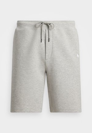 Helle graue Shorts aus Baumwollmischung mit elastischem Bund und Kordelzug, Seitentaschen und einem kleinen Logo am linken Oberschenkel.