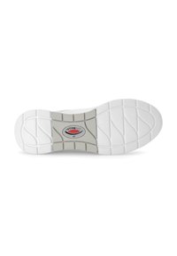 Witte rubberen schoenzool met een golvend profiel en een centrale grijze sectie met een logo dat "rollingsoft" leest.