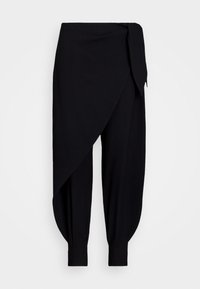 WOOL CREPE WIDE LEG WRAP PANT - Püksid - black