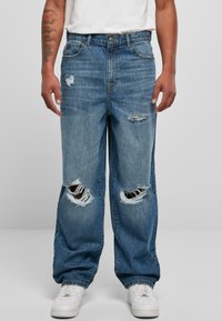 Urban Classics - DISTRESSED - Relaxed fit jeans - mid deepblue destroyed washed Thumbnail Image 1