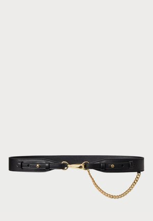 CHAIN-TRIM LEATHER DOG-CLIP BELT - Josta - black