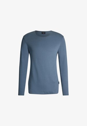 Langarmshirt van zacht, blauwe katoen met een ronde hals, minimale naaddetails en een ontspannen pasvorm.