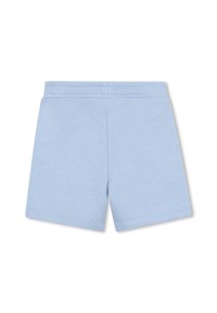 Shorts en coton bleu clair avec une texture douce, présentant un design simple et une taille élastique, sans poches ni détails.