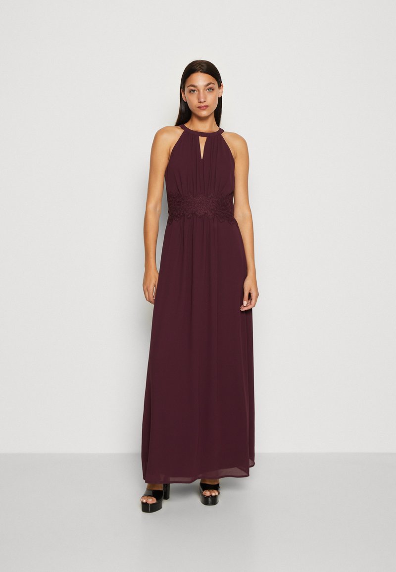 VILA Vimilina Noos Halterneck Maxi Dress Women's Evening Dress, Cabernet/detail: elastic