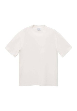 Vit kortärmad T-shirt i mjukt tyg. Rundad halsringning, rak passform, inga synliga mönster eller detaljhantverk.