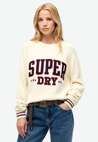 Superdry & Co SLOUCHY GRAPHIC CREW - Trui - natural white